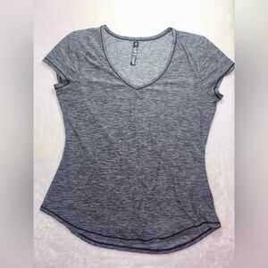 90 Degree By Reflex Heathered Gray V-Neck Womens Athletic Tee